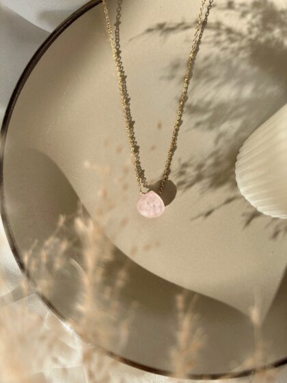 Rose Quartz Teardrop Necklace