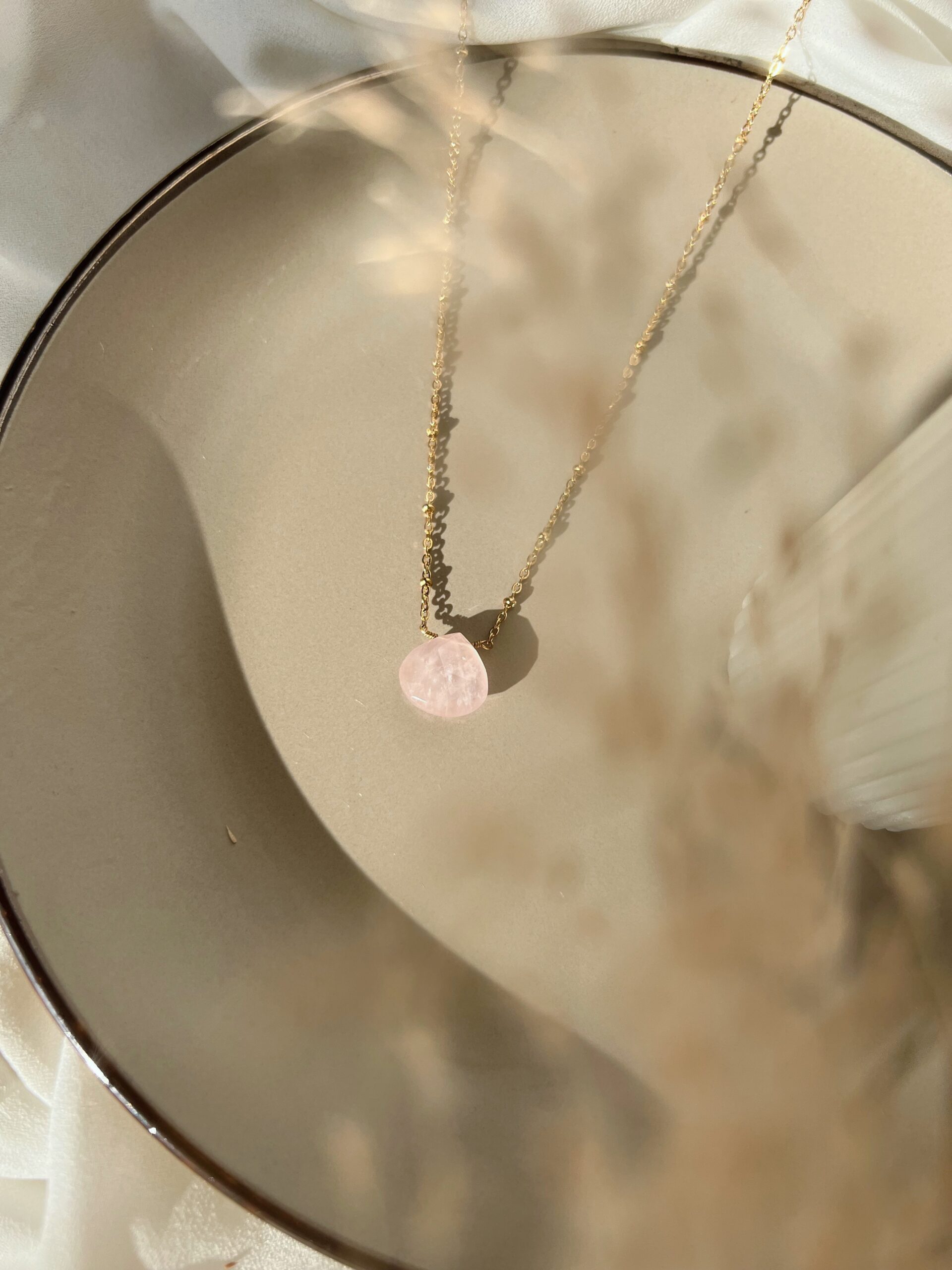 Rose Quartz Teardrop Necklace - Image 2