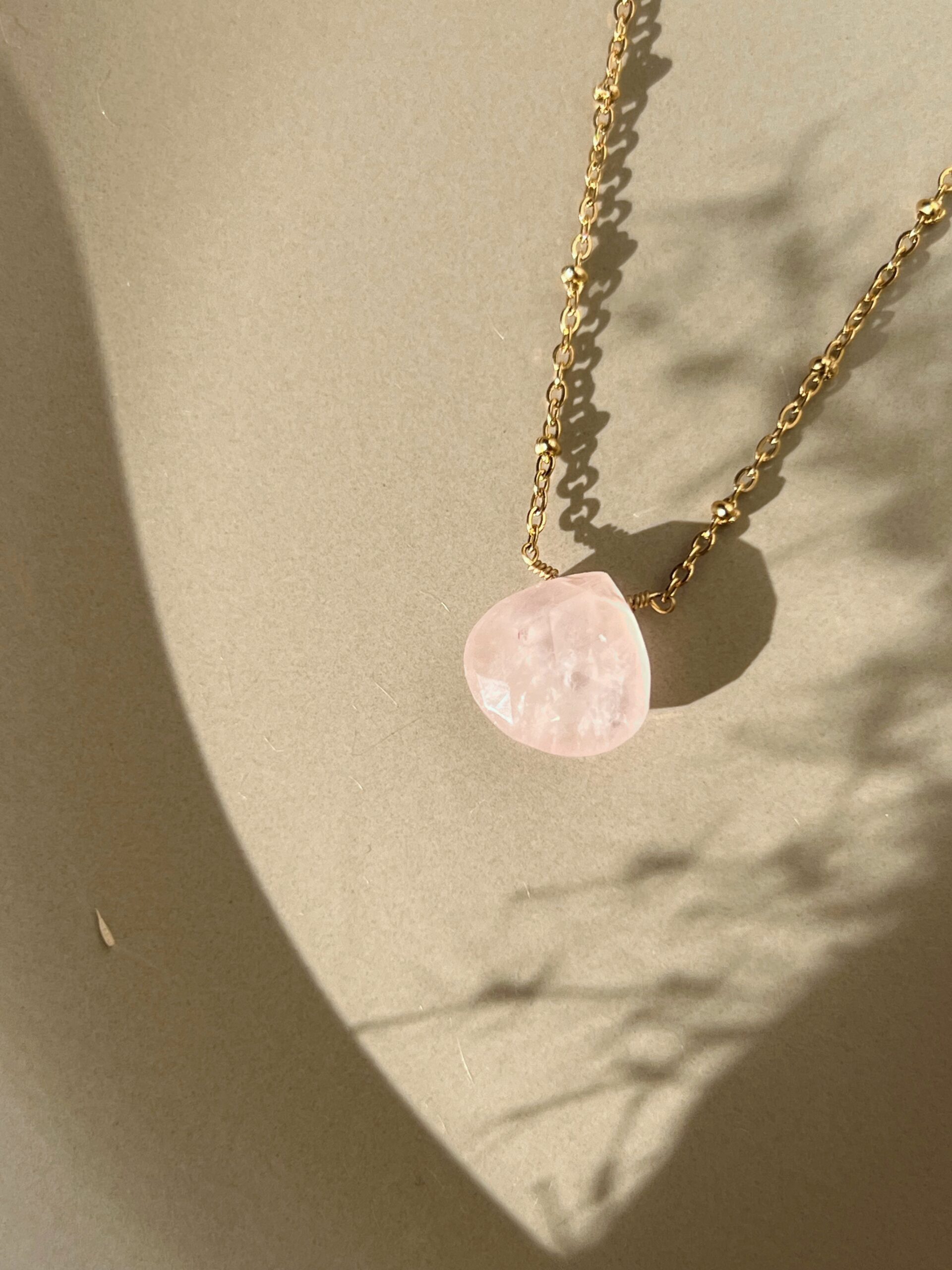 Rose Quartz Teardrop Necklace - Image 3