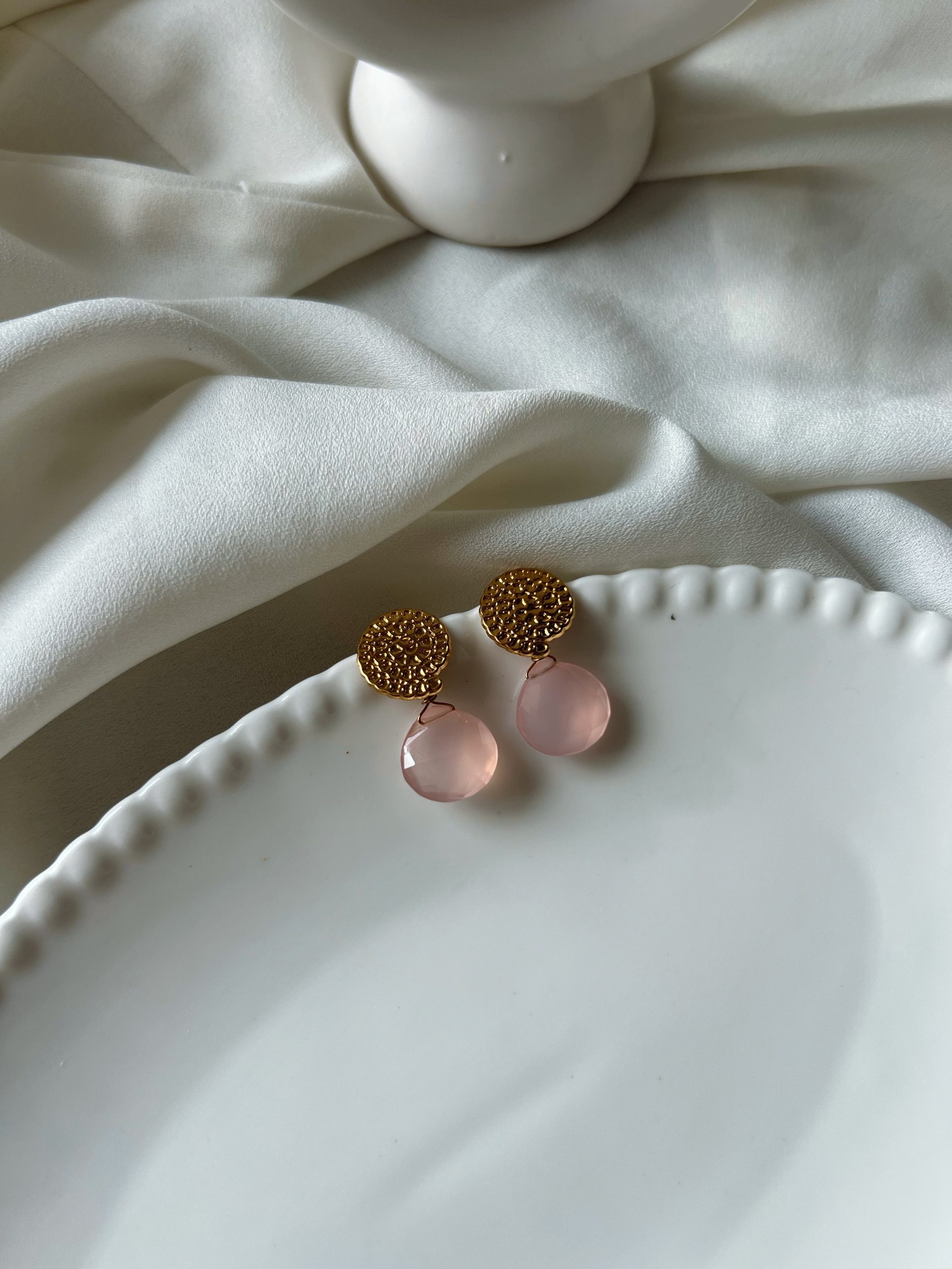 Milie Pink Chalcedony Earrings - Image 2