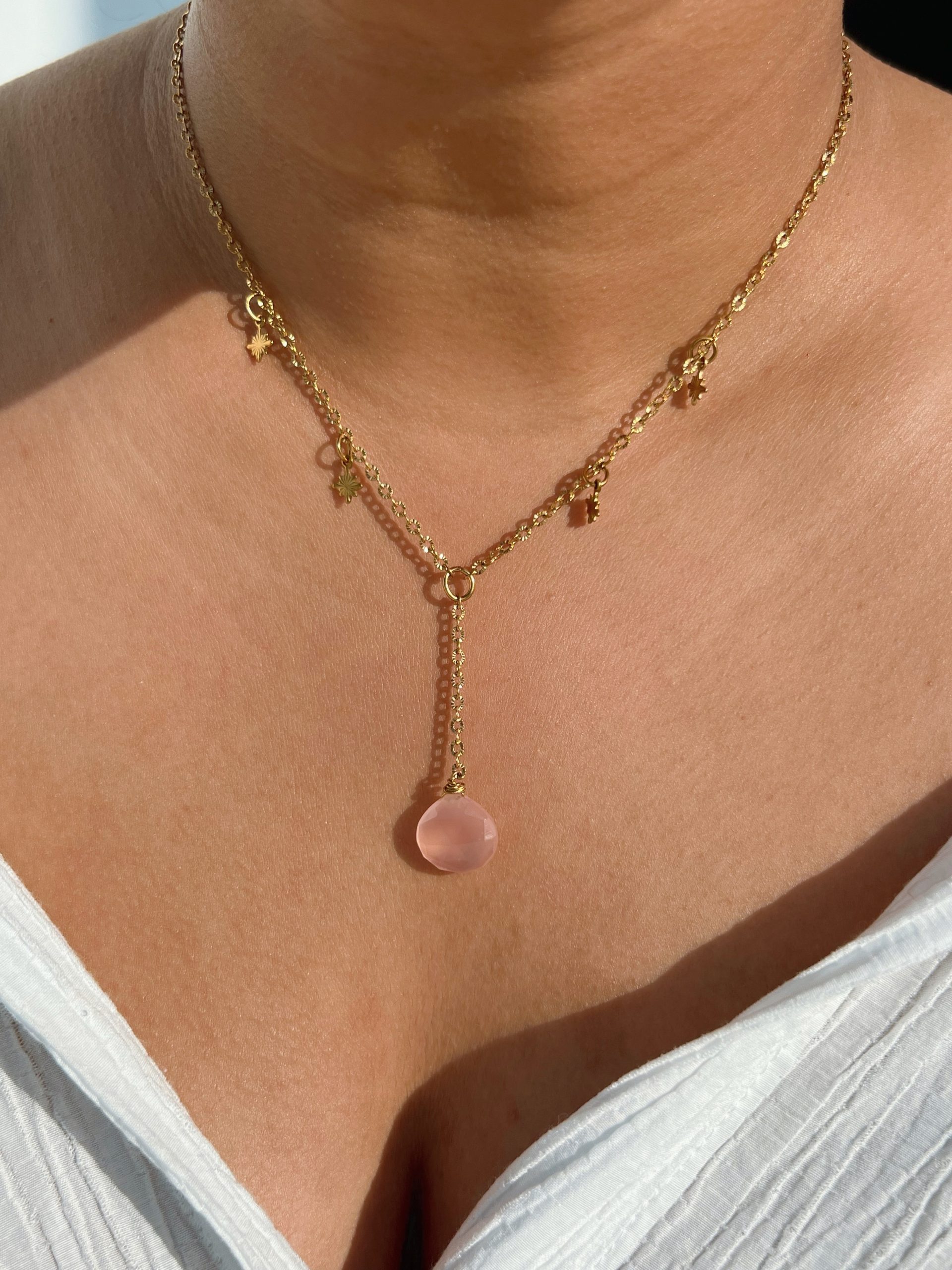 Agatha ( Pink Chalcedony ) Necklace - Image 4