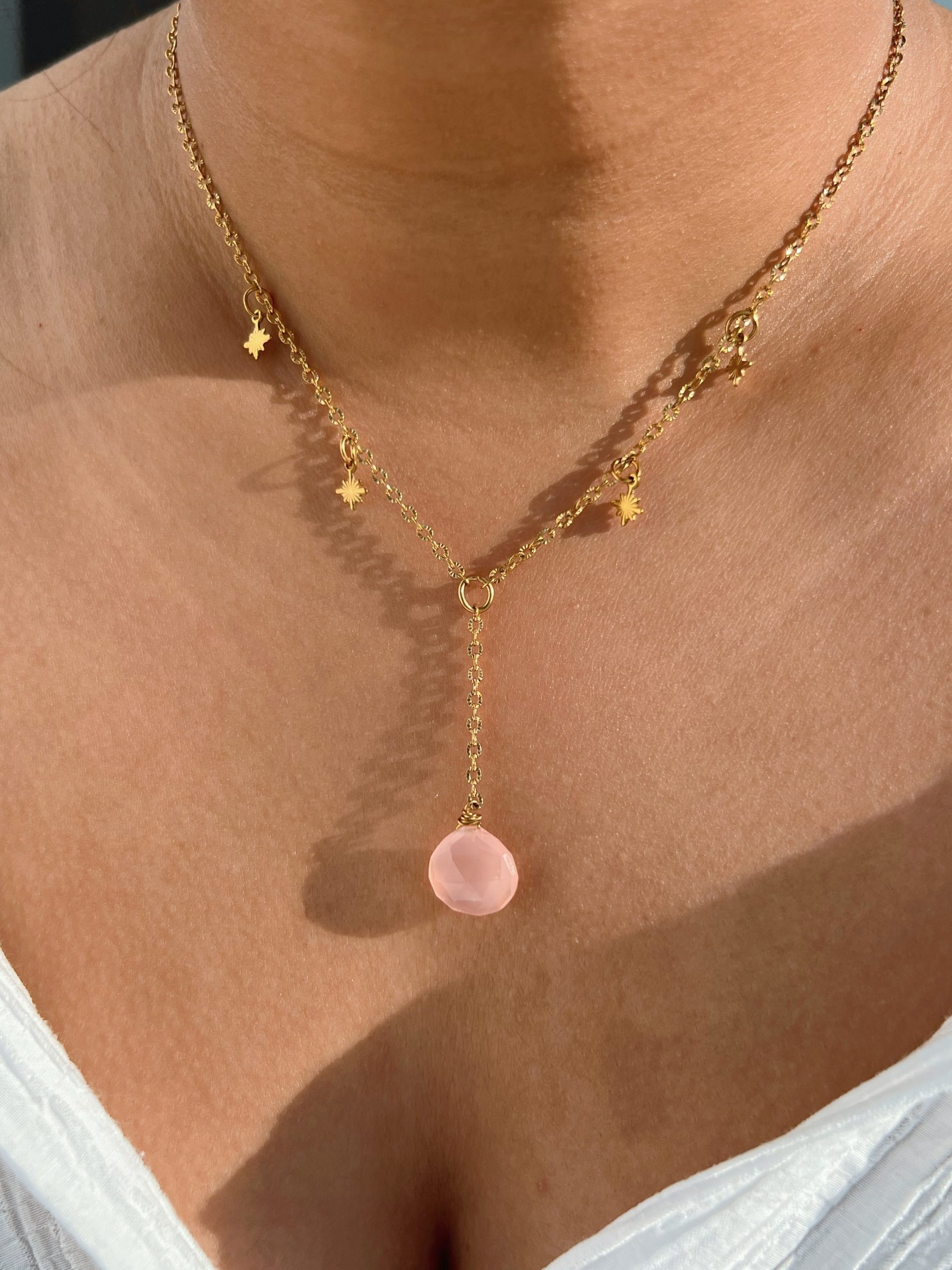 Agatha ( Pink Chalcedony ) Necklace - Image 2