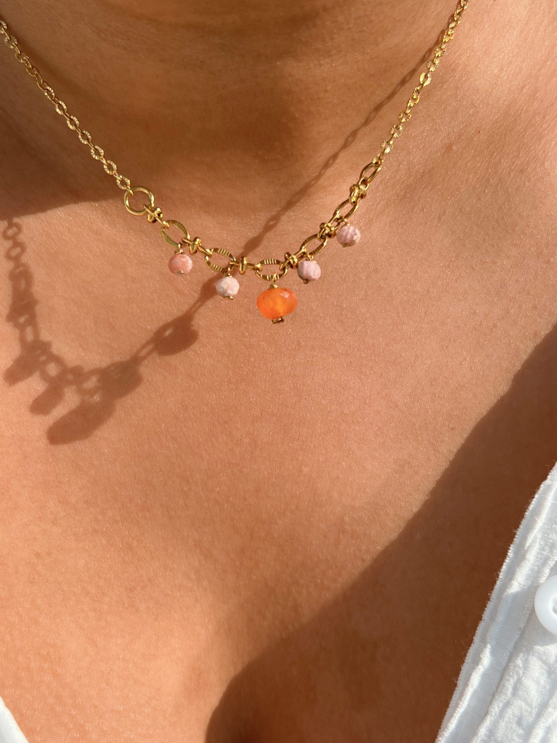 Delia ( Carnelian & Rhodochrosite) Necklace - Image 3