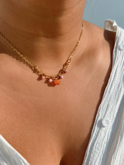 Delia ( Carnelian & Rhodochrosite) Necklace